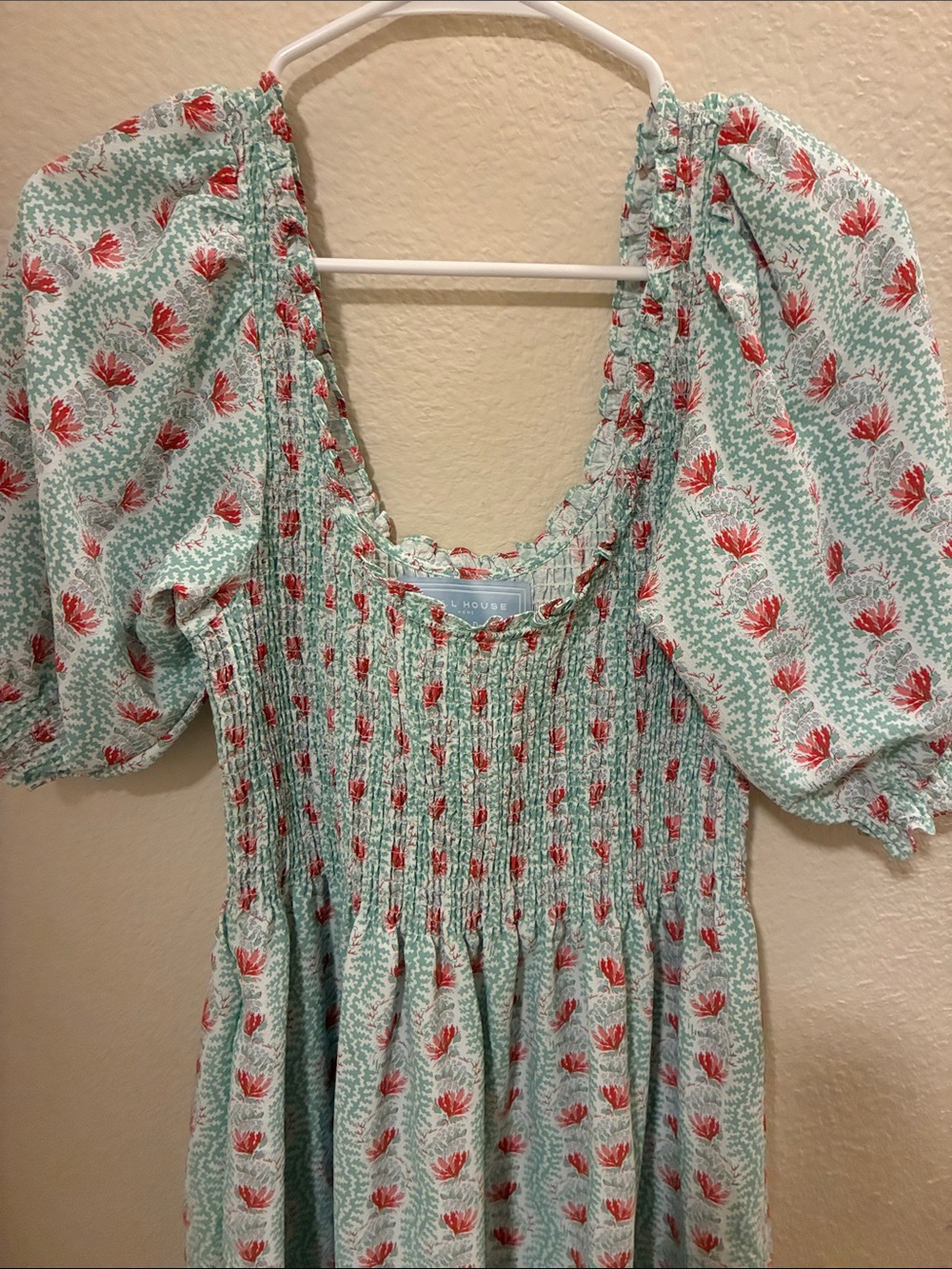 Hill House Mint Green Dress with Pink Floral Print - Picture 3 of 7